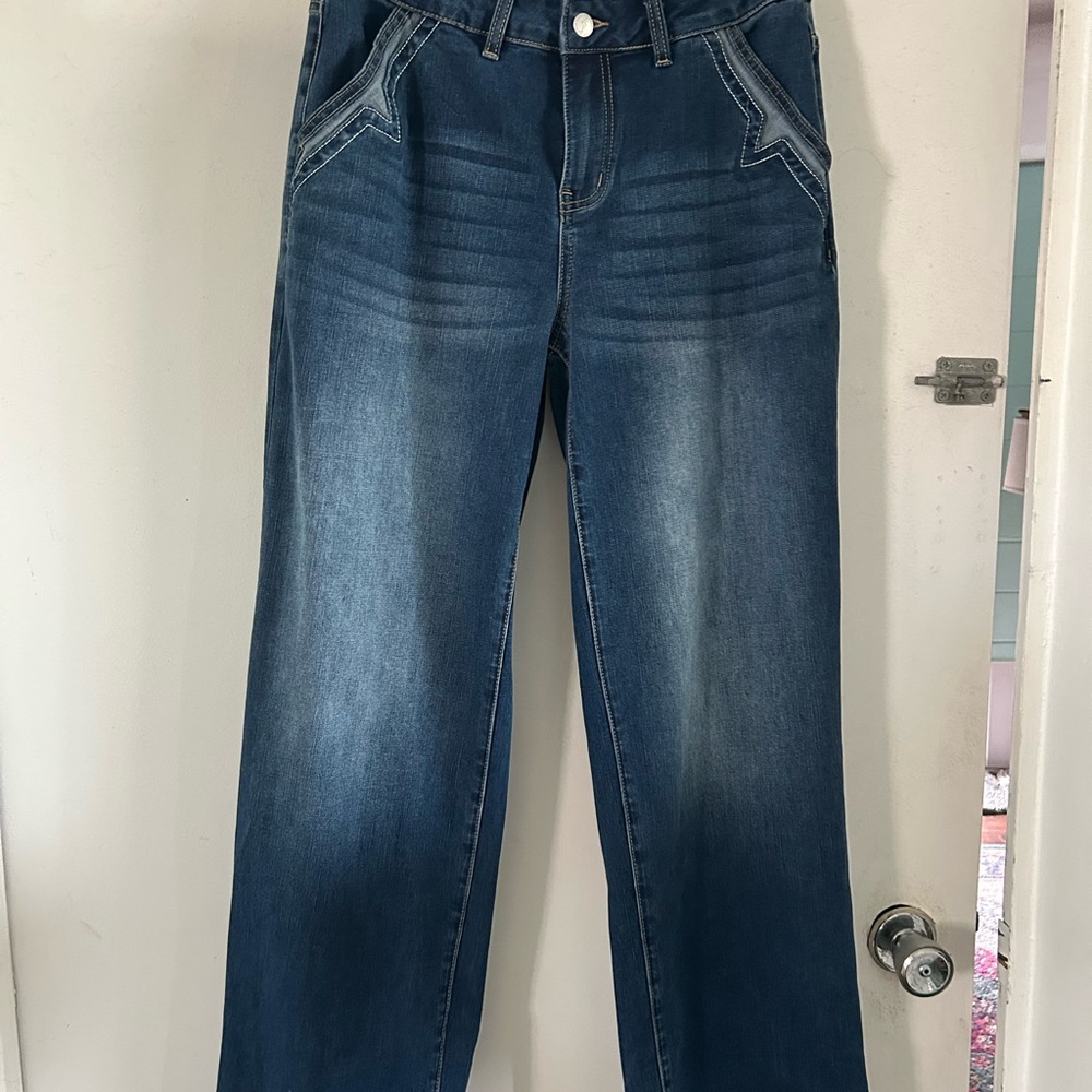 Wide Leg Blue Women's Jeans - Picture 14 of 15